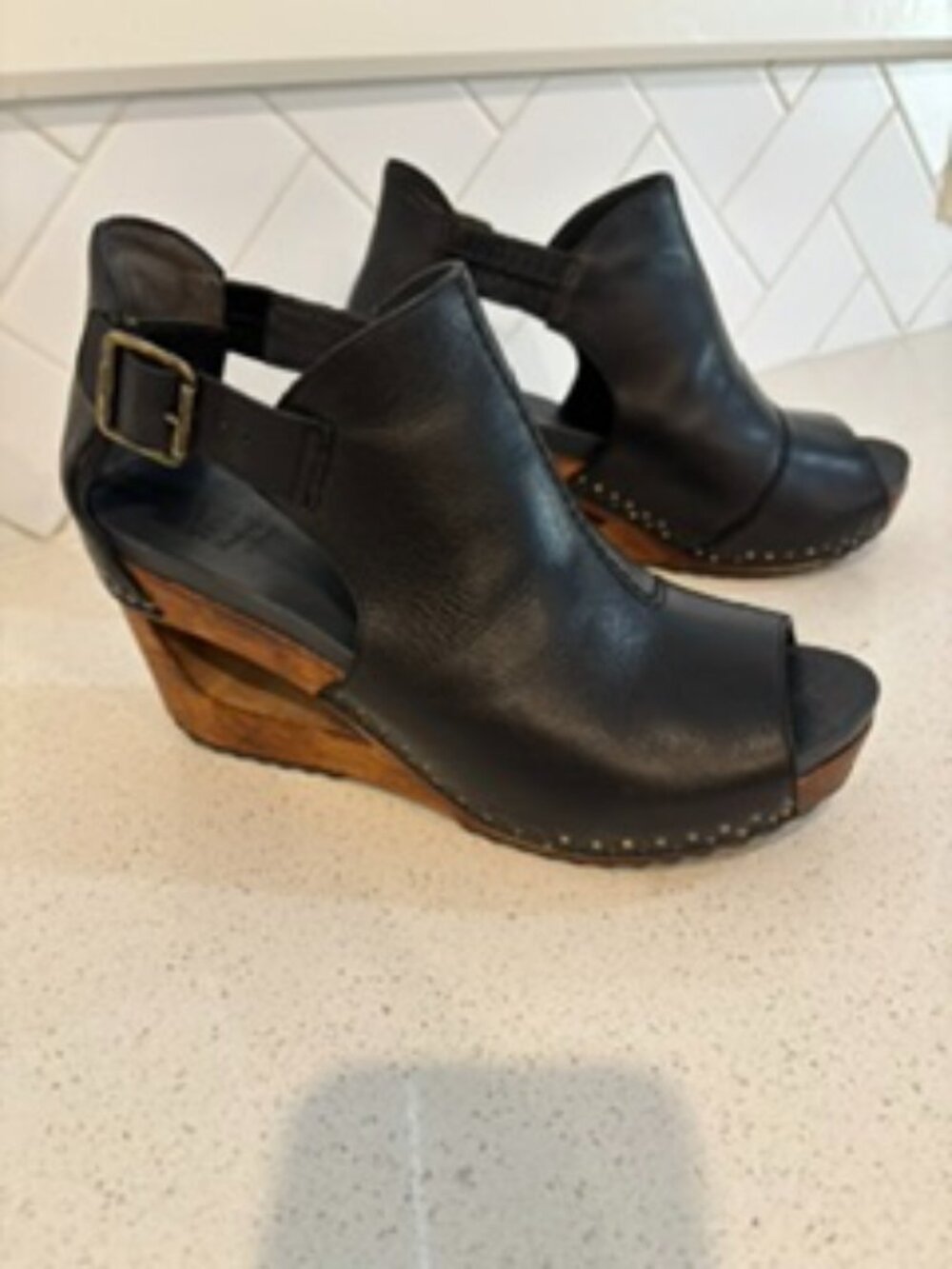 Dansko Sable Peep-Toe Wedge Sandal - Santos Collection